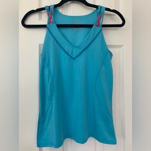 Lucky In Love Womens Entwine Racerback Tank Top, Blue, Size Small